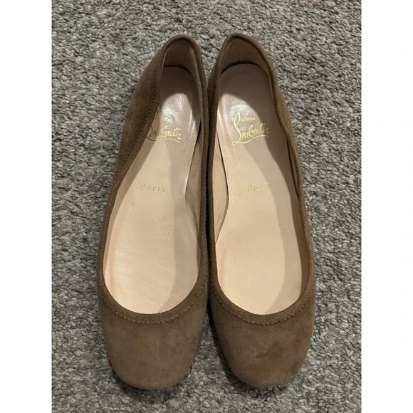 Christian Louboutin Brown Suede Ballet Flats