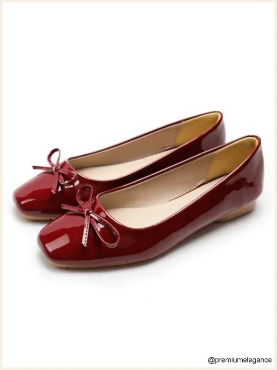 Women's Foldable Ballet Flats Square Toe Ballerina Shoes Comfortable Leather