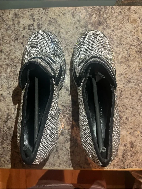 Women's Silver Crystal Embellished Slip-On Loafers