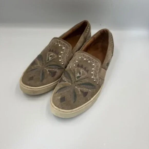 Frye Western Shoes Ivy Embroidered Studded Slip On Loafers Women’s Size 8‎