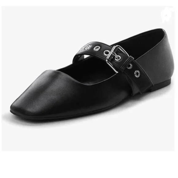 Classic Black Square-Toe Mary Jane Flats