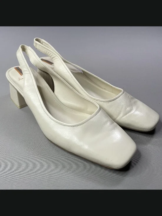 Sam Edelman Shoes Womens 10.5 off white leather toren block heel slingback