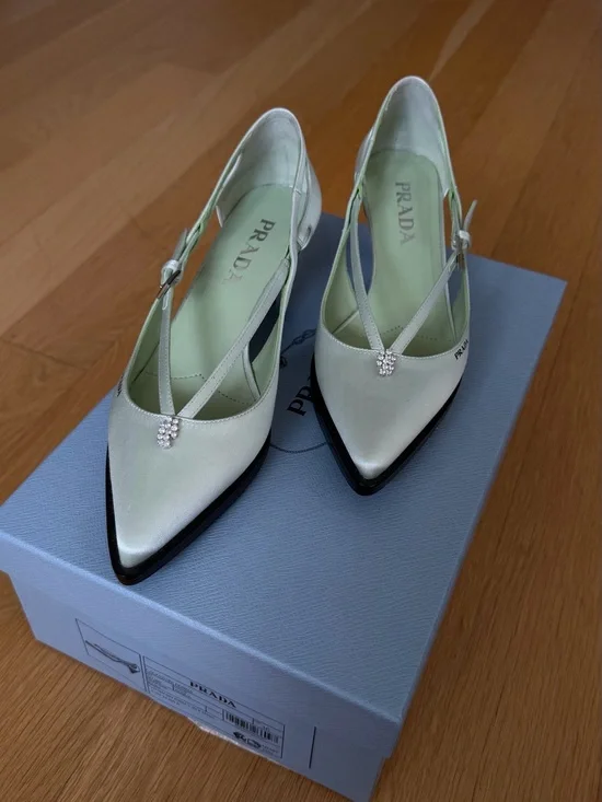 Prada Satin Pointed Slingback Pumps