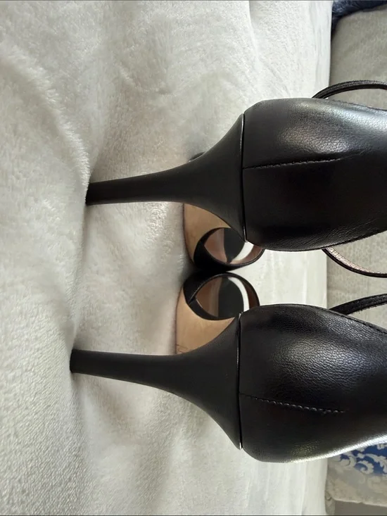 Brian Atwood Black Leather Stiletto Sandals