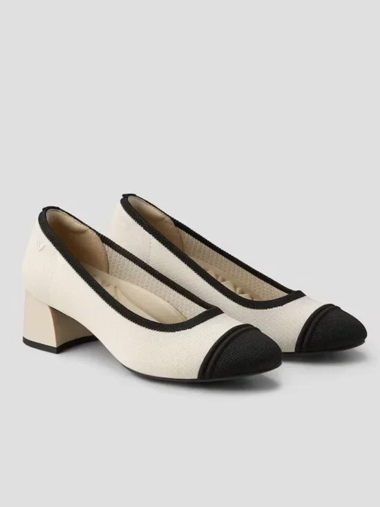 Vivaia Almond-Toe Chunky Heels (Julie Pro) Beige & Black Womens EU 37.5 US 6.5