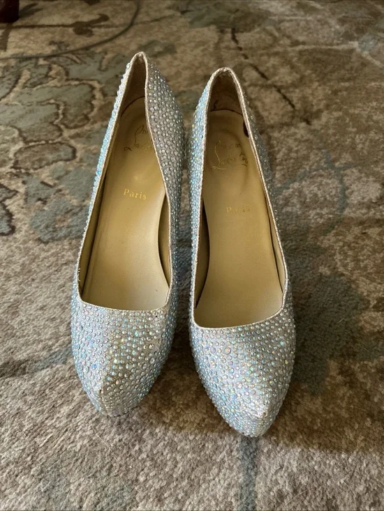 Christian Louboutin Iridescent Crystal Pointed Toe Pumps