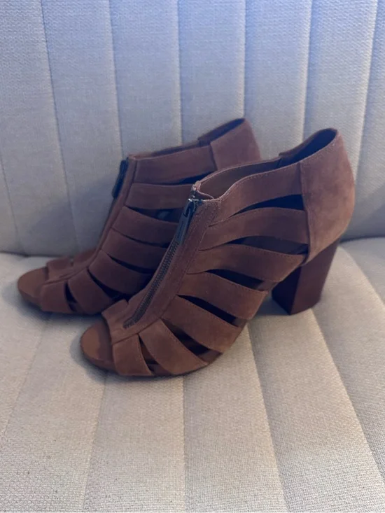 Michael Kors Brown Suede Strappy Block Heel Sandals