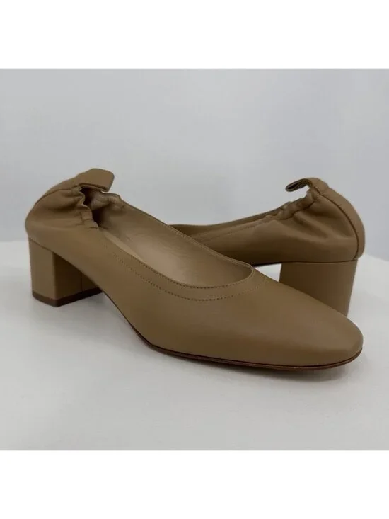 Everlane Italian Leather Day Heel Light Taupe 10 Women's Elastic Back Comfort