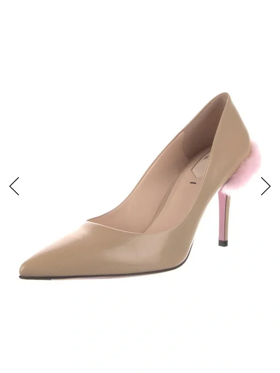 Fendi Leather Fur Trim Pumps