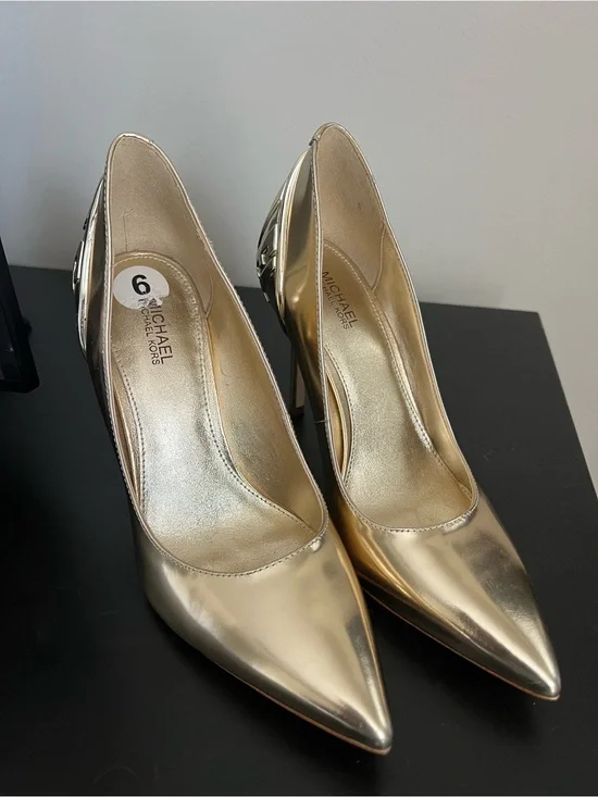 Michael Kors Metallic Gold Pointed Toe Stiletto Pumps