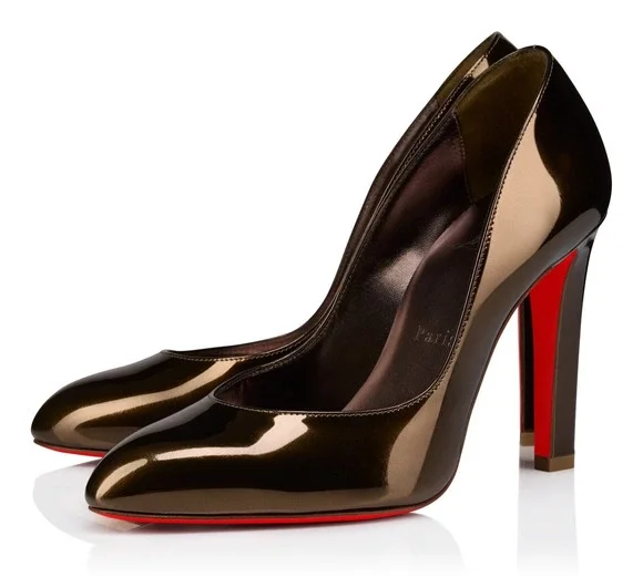 Christian Louboutin Fannylove 100 Bronzo Brown Metallic Leather Heel Pump 39