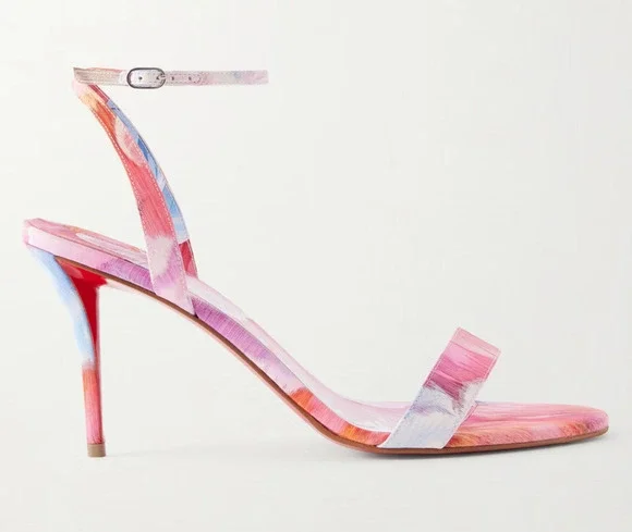 Christian Louboutin Miss Z Sandal 80 Pink Floral Ankle Strap Sandal Heel Pump 36