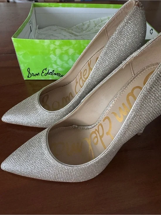 Sam Edelman Glitter Pointed-Toe Pumps in Gold