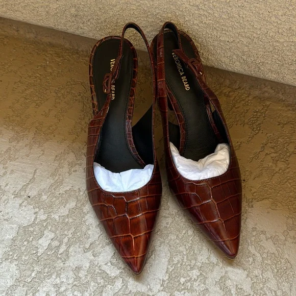 Veronica Beard Callie Leather Cap-Toe Slingback Pumps