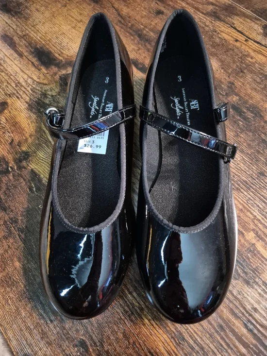 NWT ABT Girls' Patent Size 3 Mary Jane Dress Dance Tap Shoes in Black