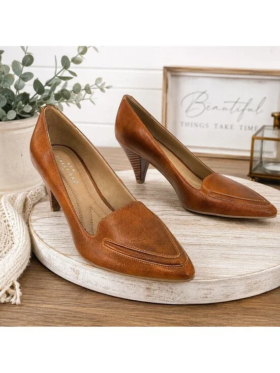 New Directions Natalia Brown Pointed Toe Heels Size 7.5M