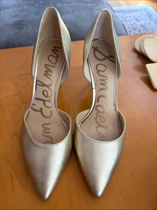 Sam Edelman Metallic Gold D'Orsay Pointed Heels