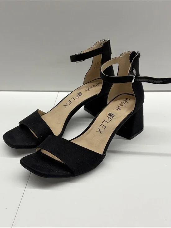 NEW Life Stride Women’s Black Ankle-Strap Block Heel Sandals Size 9