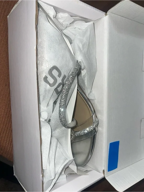 Dream Pairs Silver Glitter Strappy Heel Sandal