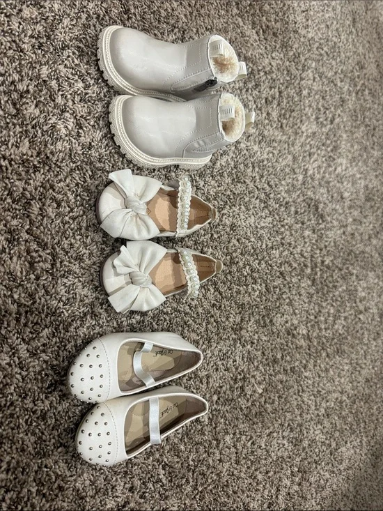 Kids White Dress and Boot Shoe Set - White Girls' Shoes