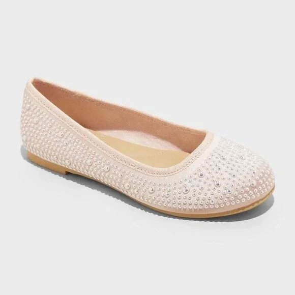 Little Girl Lisa Pearl Flats by Cat & Jack Blush Size 13 New With Tags