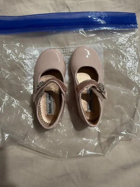Rachel Shoes Light Pink Patent Mary Jane with Sparkle Strap