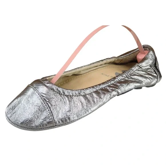 Nine West Youth Girls Shoes Size 3.5 M Silver Ballet‎ Synthetic