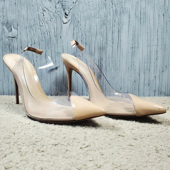 Schutz Eudora Pointed Toe Slingback Patent Leather & Vinyl Pump, 11, Cle…