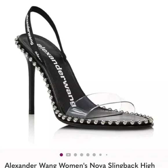 Alexander Wang Black and Silver Slingback Heels