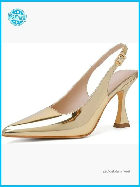 Slingback Kitten Heels Elegant Pointed Toe Pumps Wedding Prom Party Dress Shoes
