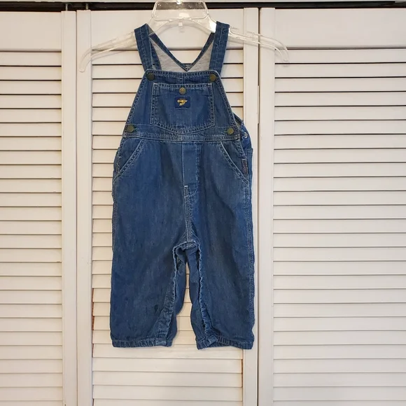 Oshkosh Vintage Denim Lined Overalls, Size 18 months Toddler