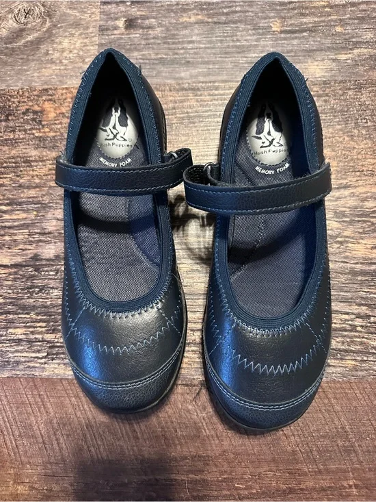 Hush Puppies Mary Jane Navy Memory Foam Size 2.5 Wide Shoes for Girls