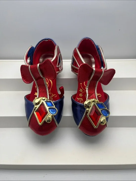 Disney Snow White Dress Shoes Sz 9/10 Red Blue Girls Princess