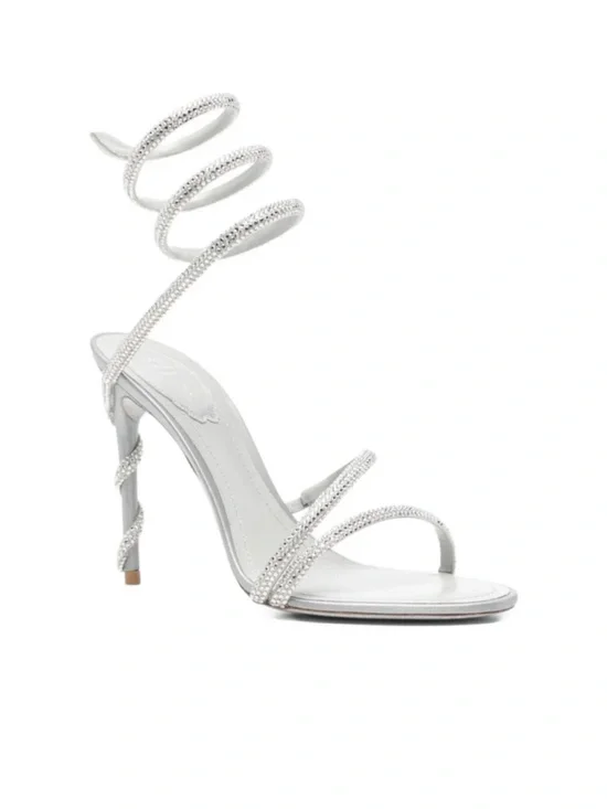 Rene Caovilla Women's Silver Margot Embellished Sandals Size 37