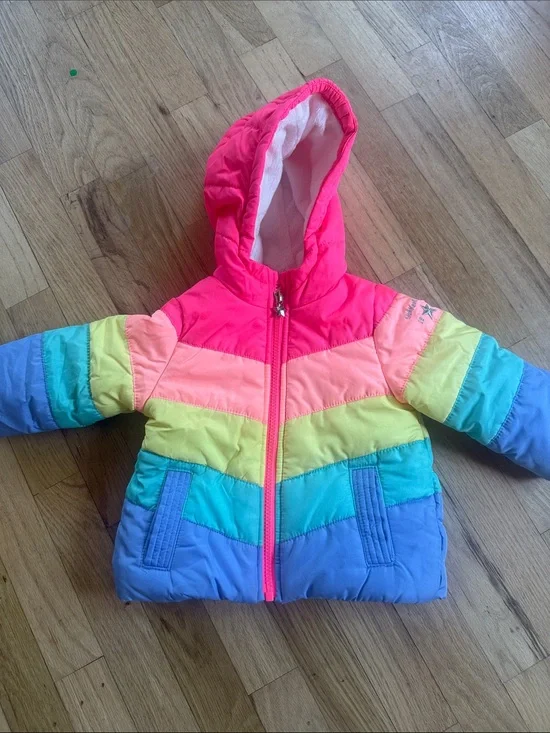 OshKosh B'gosh Neon Pink and Coral Colorblock Toddler Jacket