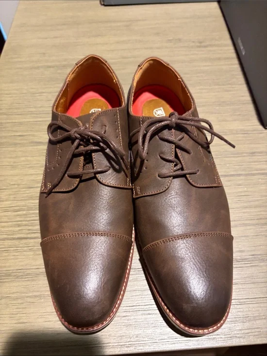 Stacy Adams Brown Leather Cap-Toe Derby Shoes