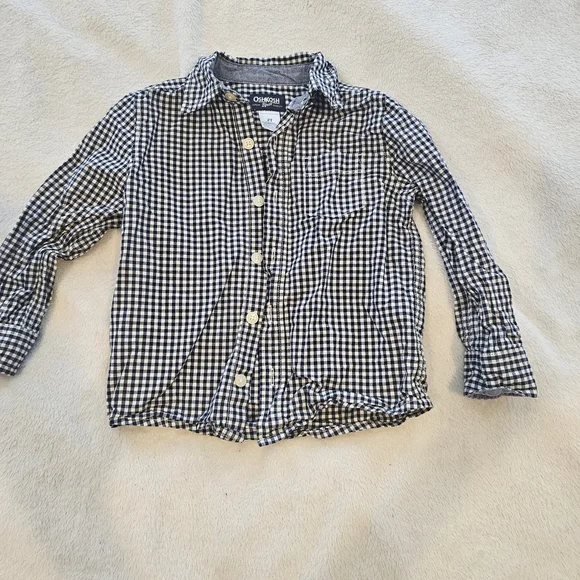 OshKosh B'gosh Navy and White Gingham Button-Up Shirt