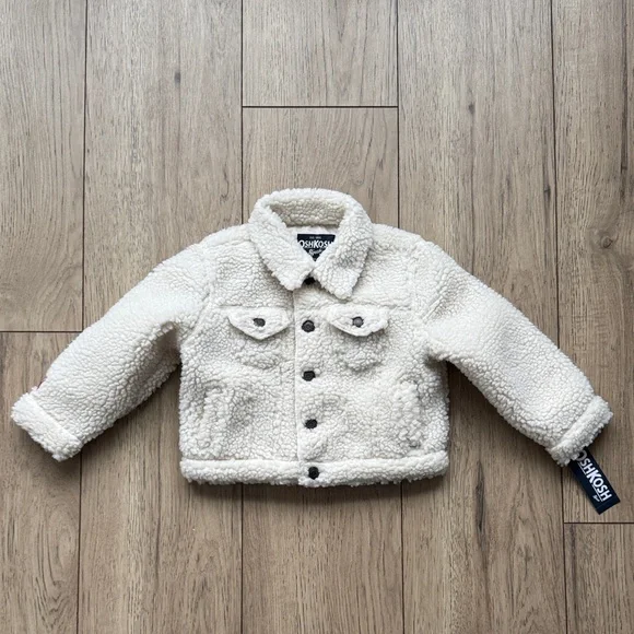 OshKosh B'gosh Teddy Fleece Cream Jacket Toddler 2T NWT New