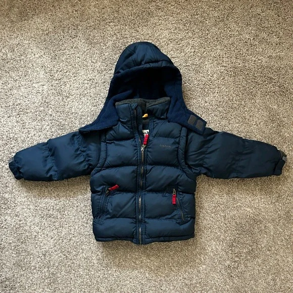 Oshkosh I Navy Blue Puffer Jacket w Fleece Lined‎ Hood & Detachable Arms I M 5/6