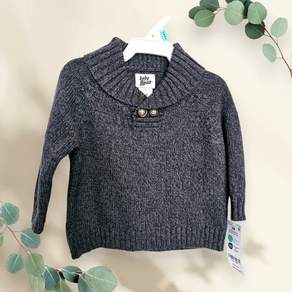 Baby B'gosh Knit‎ Sweater Grey Chunky with Button Detail 6 Months NWT