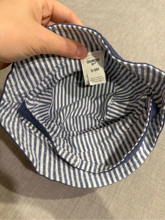 OshKosh B'gosh Navy & White Striped Infant Bucket Hat