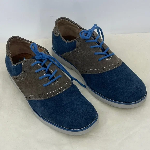 Florsheim KIDS Blue and Brown LEATHER Oxfords BOYS SIZE 6M SADDLE SHOES