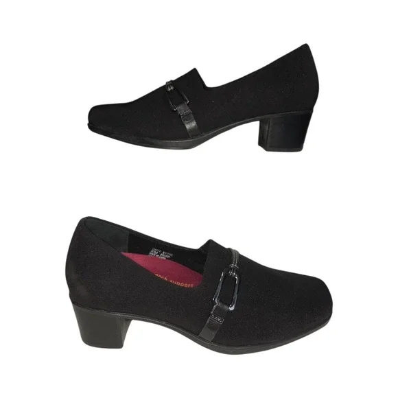 Munro Cindi II Black Fabric Buckle Block Heel Loafers M311588 Womens 8M
