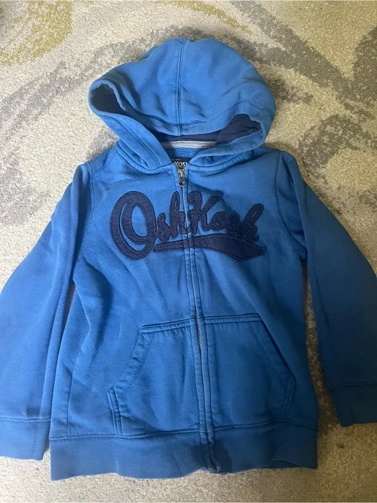 OshKosh B'gosh Blue Zip-Up Hoodie with Navy Logo