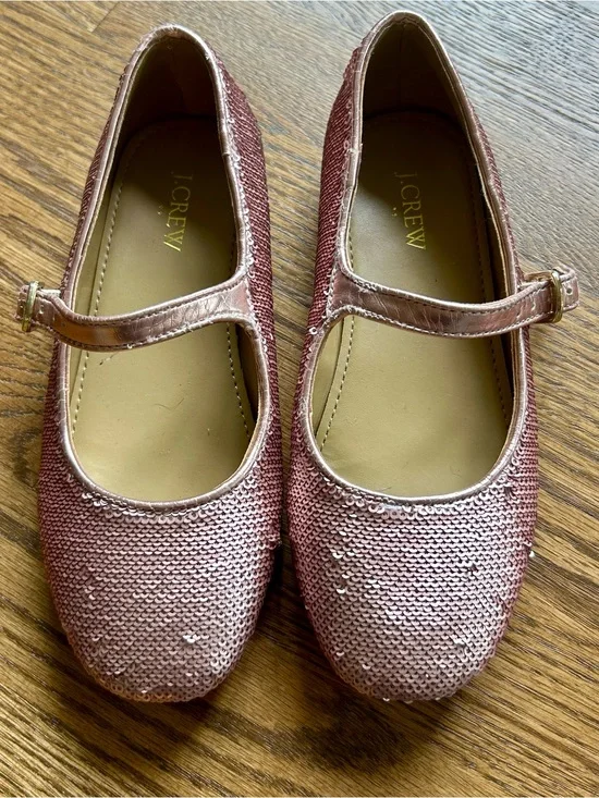 J. Crew Factory Girls Metallic sequin Mary Jane Flats