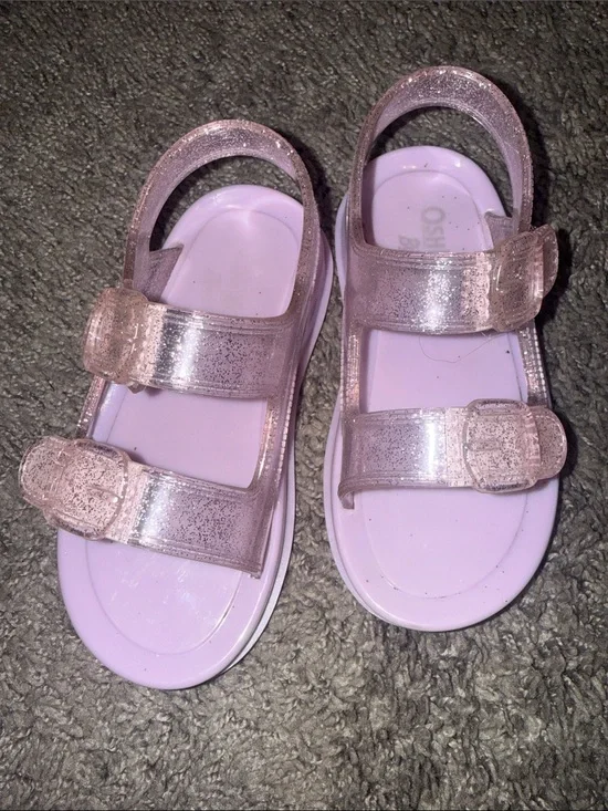OshKosh B'gosh Glitter Purple Jelly Sandals with Dual Buckle Straps