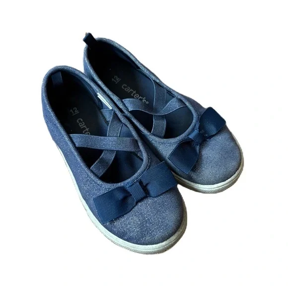 Carter's Blue Kids Shoes with Bow Sz 12 Sneaker Slip On Dress Casual