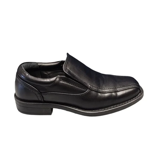 Bruno Marc Wedding Dress Shoes Youth Boys Sz 2 Black Square Toe Slip On SBOX225K