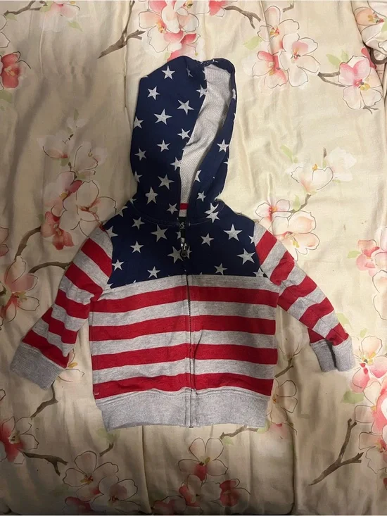 OshKosh B'gosh Size 9 months Stars & Stripes Full-Zip Cotton Hoodie USA