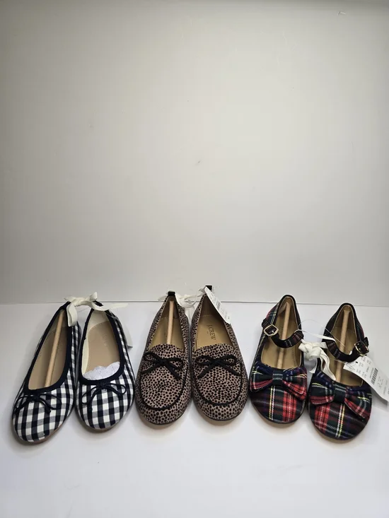 J. Crew Kids NWT Plaid, Gingham, Leopard Dress Shoes - Black, Red, Navy, Brown